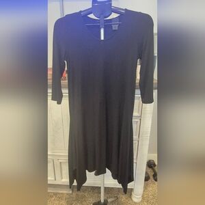 Eileen Fisher Black Viscose-Spandex Pull-On Dress – Minimalist, Flowy, Classic